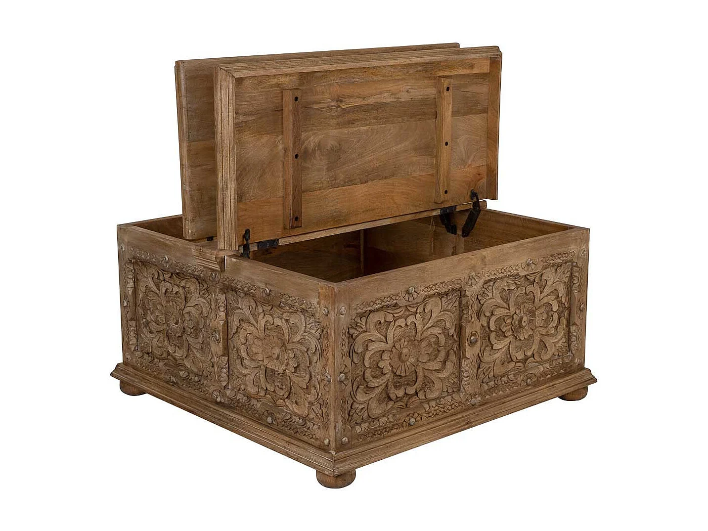 Tavolino cassaSgabello in legno marrone fatto a mano 100x100x47h