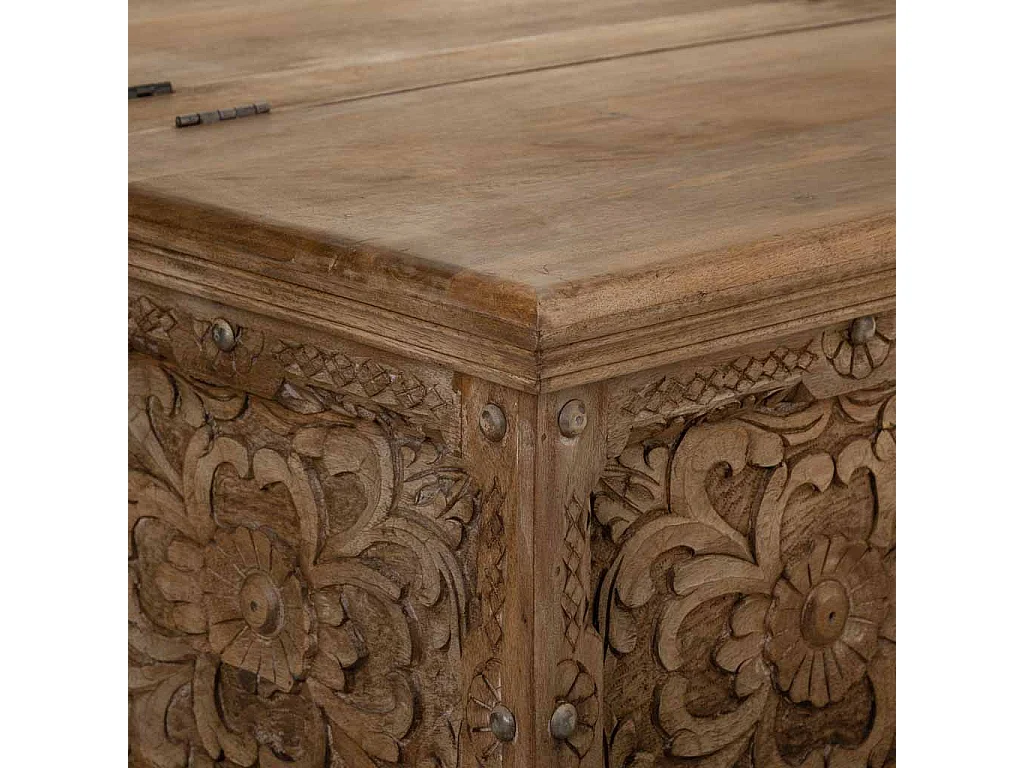 Tavolino cassaSgabello in legno marrone fatto a mano 100x100x47h