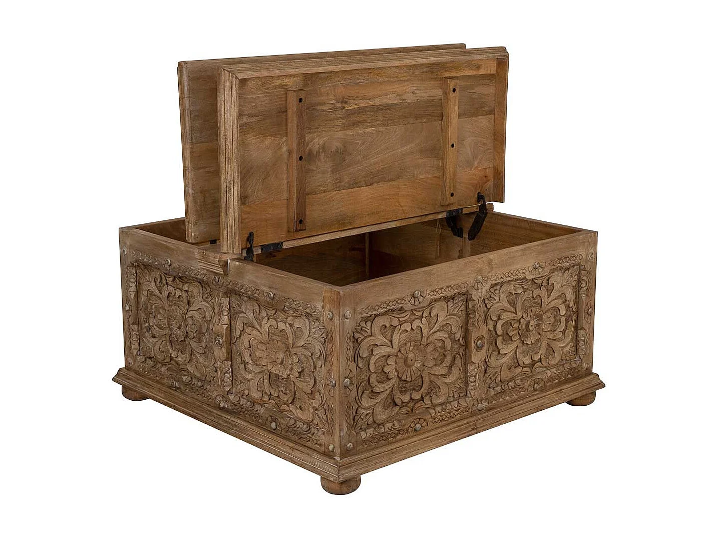 Handgefertigter Couchtisch aus Holz, 100x100x47h cm, Braun