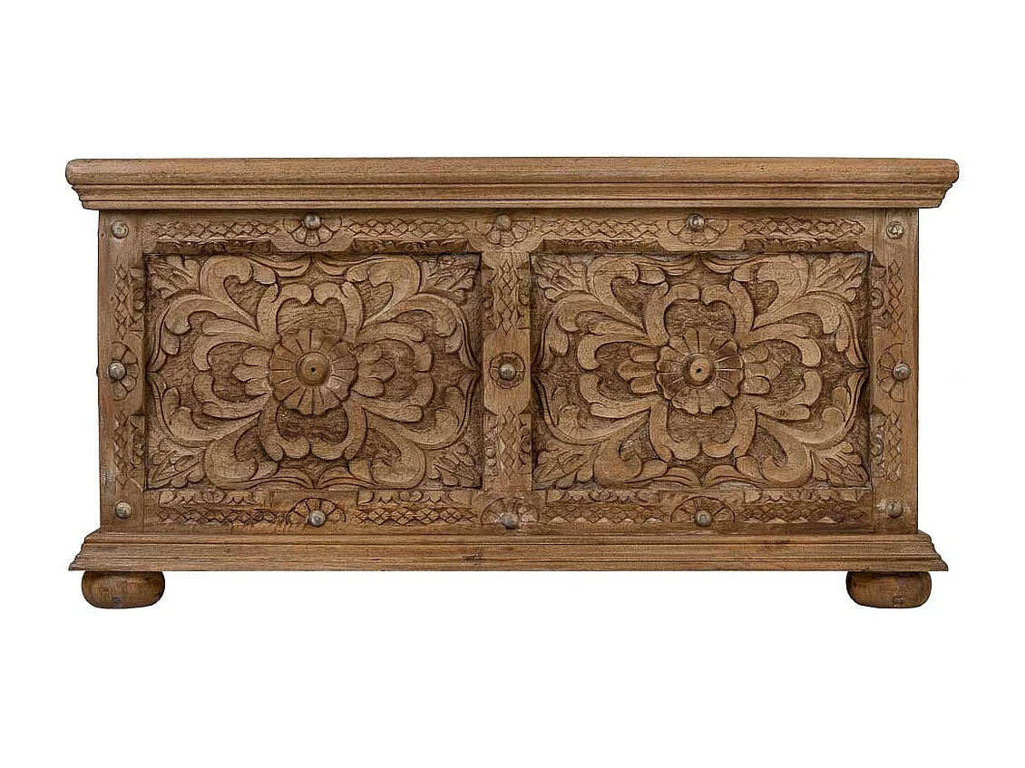 Handgefertigter Couchtisch aus Holz, 100x100x47h cm, Braun