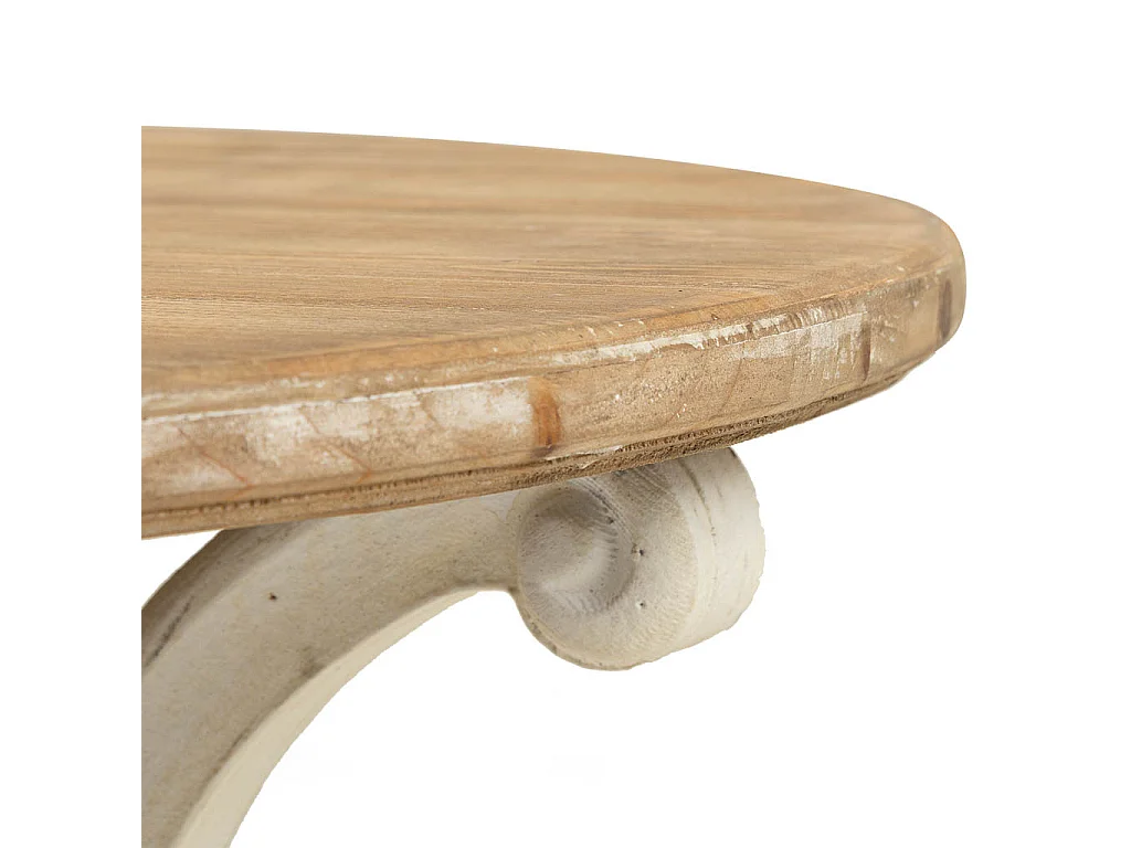 Table basse en bois finition blanche vieillie 80x80x47h cm