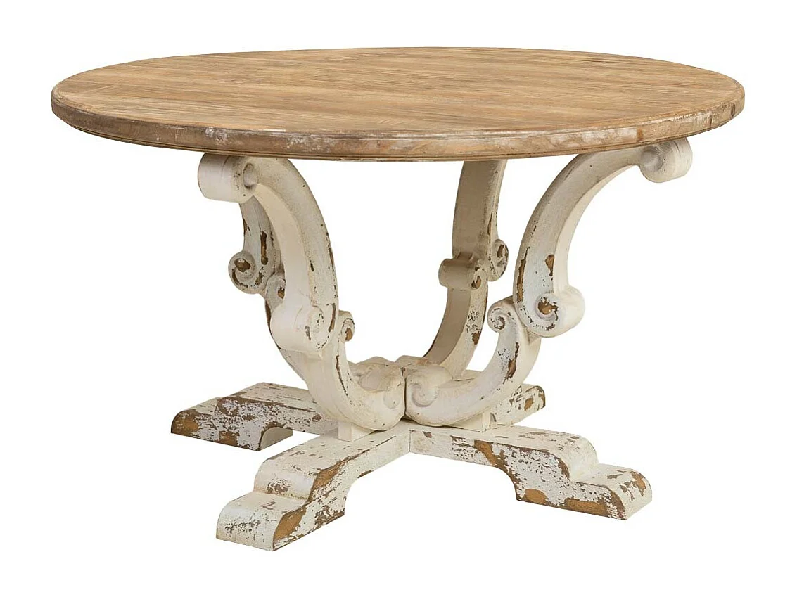 Couchtisch aus Holz mit weiß gealtertem Finish 80x80x47h cm