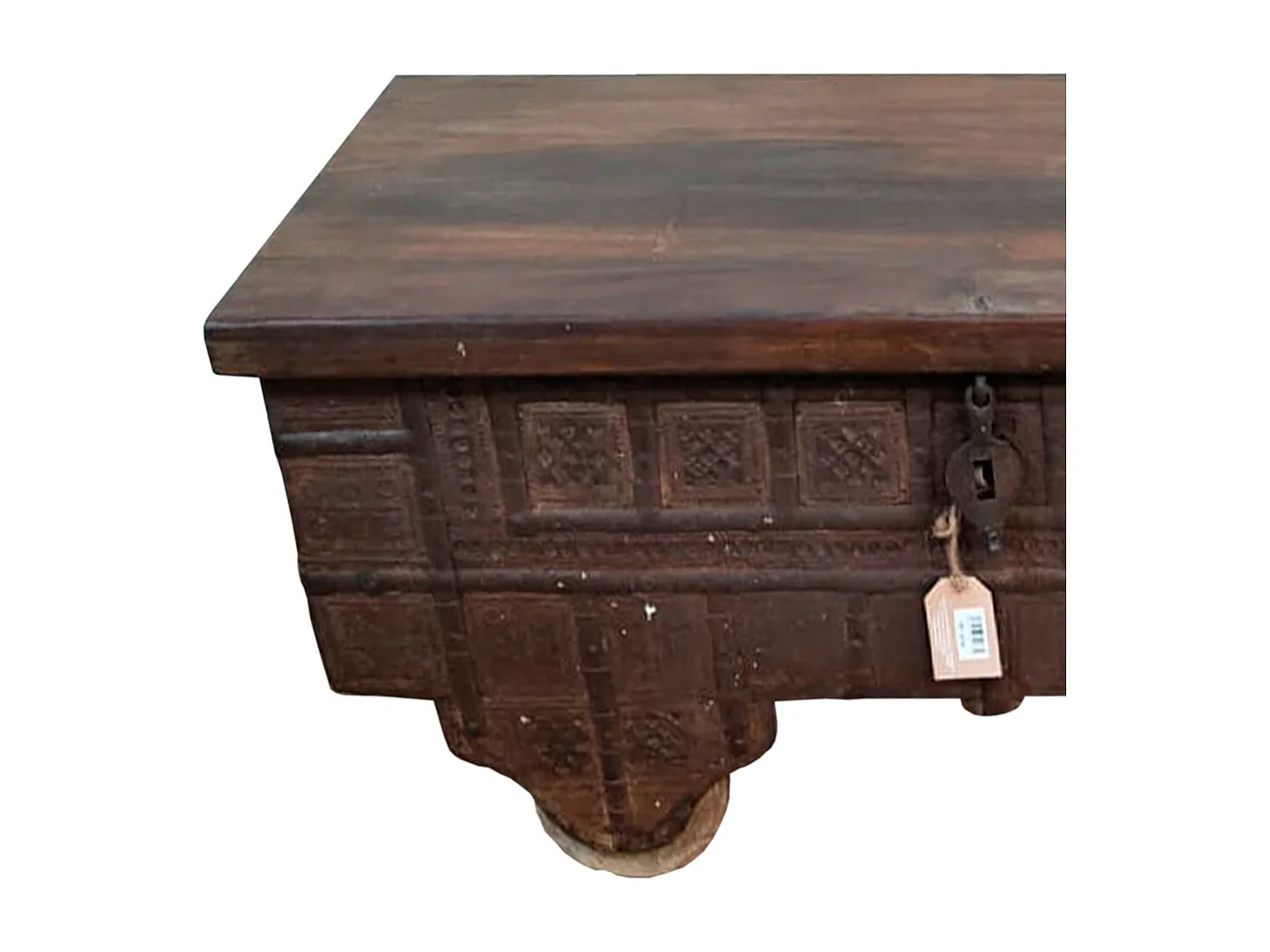 Brauner Truhentisch aus Holz und Metall, 106 x 59 x 49 h cm