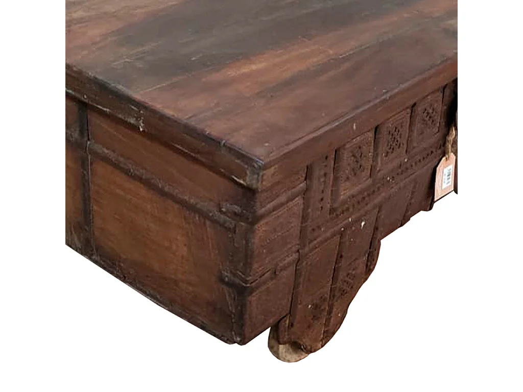 Brauner Truhentisch aus Holz und Metall, 106 x 59 x 49 h cm