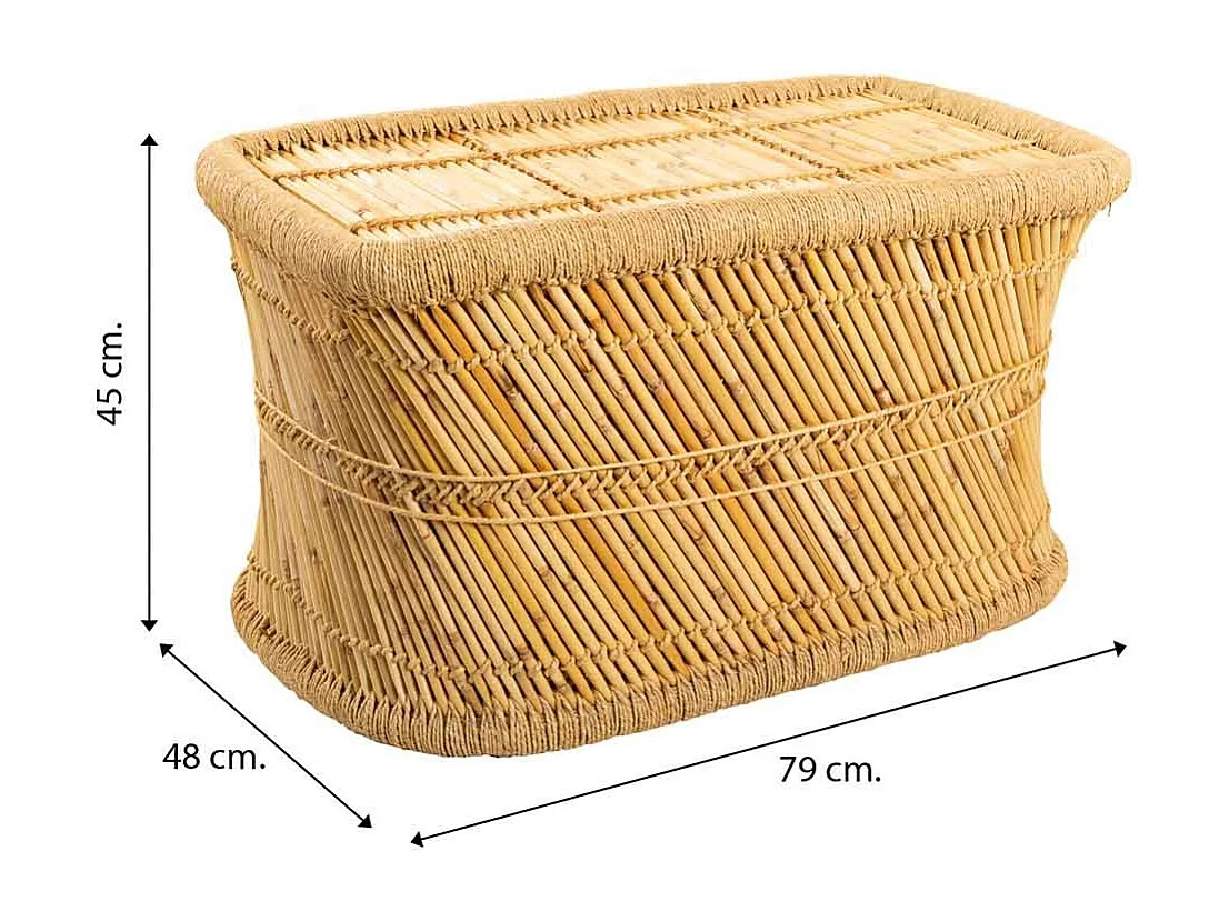 Tavolino in bambù marrone 79x48x45h