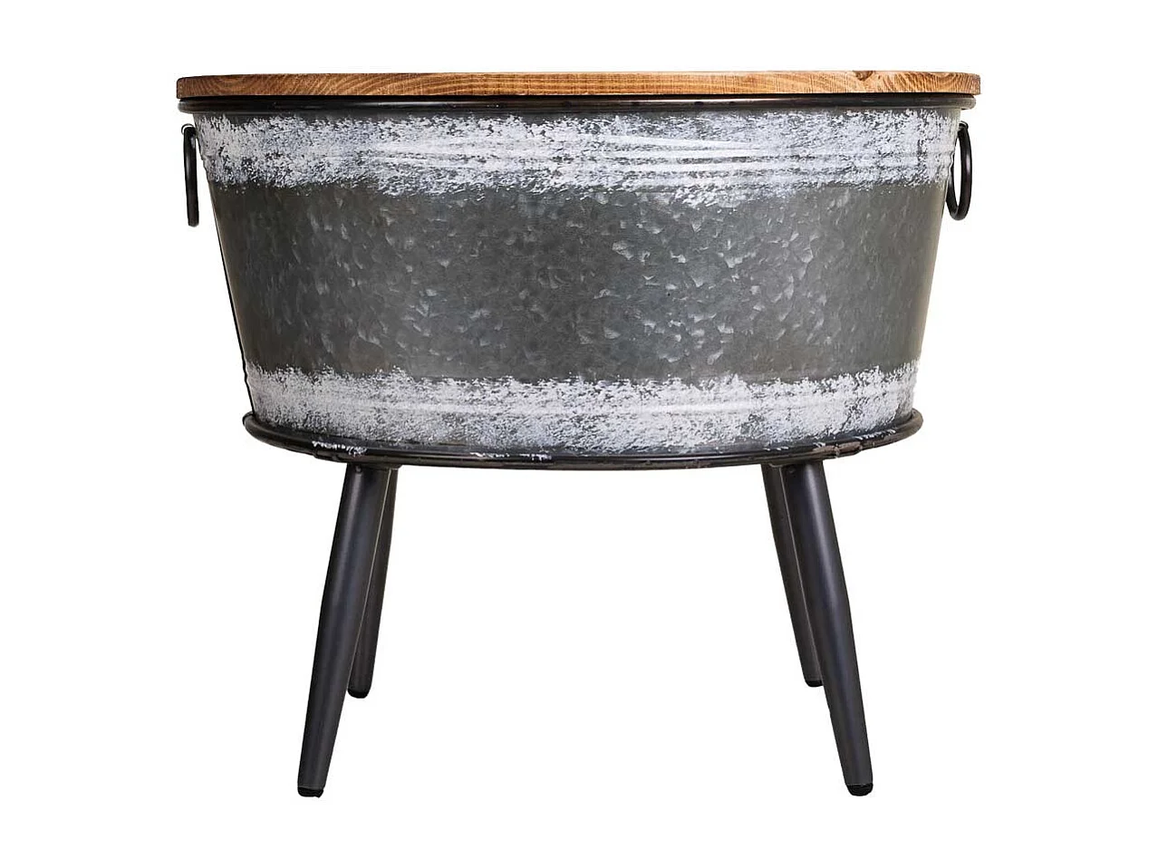 Mesa baú cinza metal e madeira d60x51,5