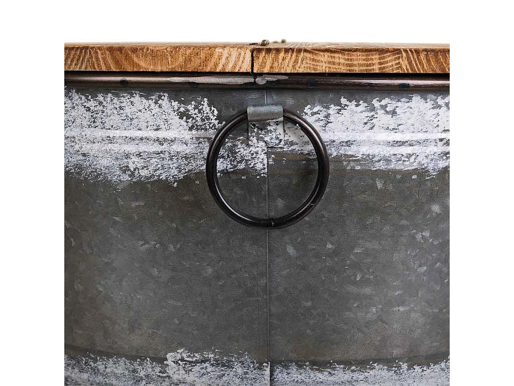 Mesa baúl de metal y madera gris d60x51,5