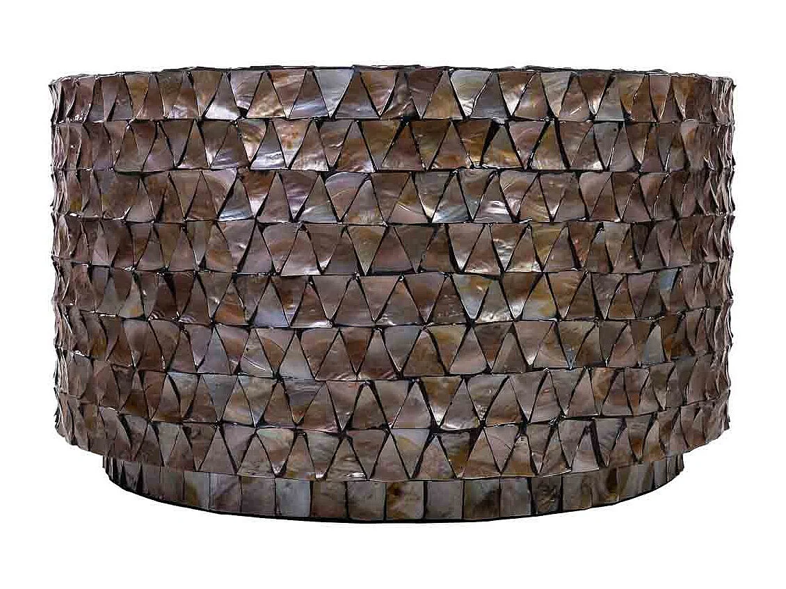 Couchtisch aus braunem Holz und Perlmutt, 77x43,5 cm