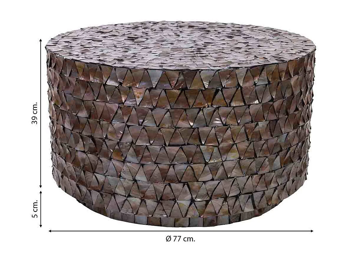 Couchtisch aus braunem Holz und Perlmutt, 77x43,5 cm