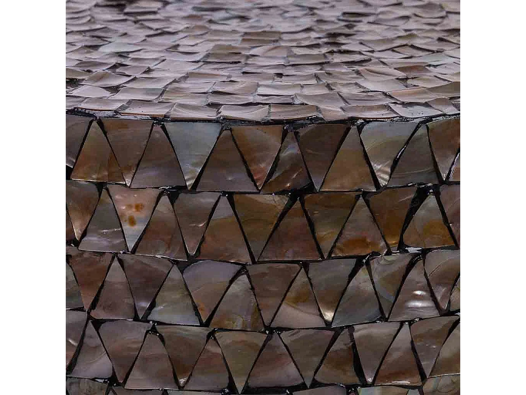 Couchtisch aus braunem Holz und Perlmutt, 77x43,5 cm