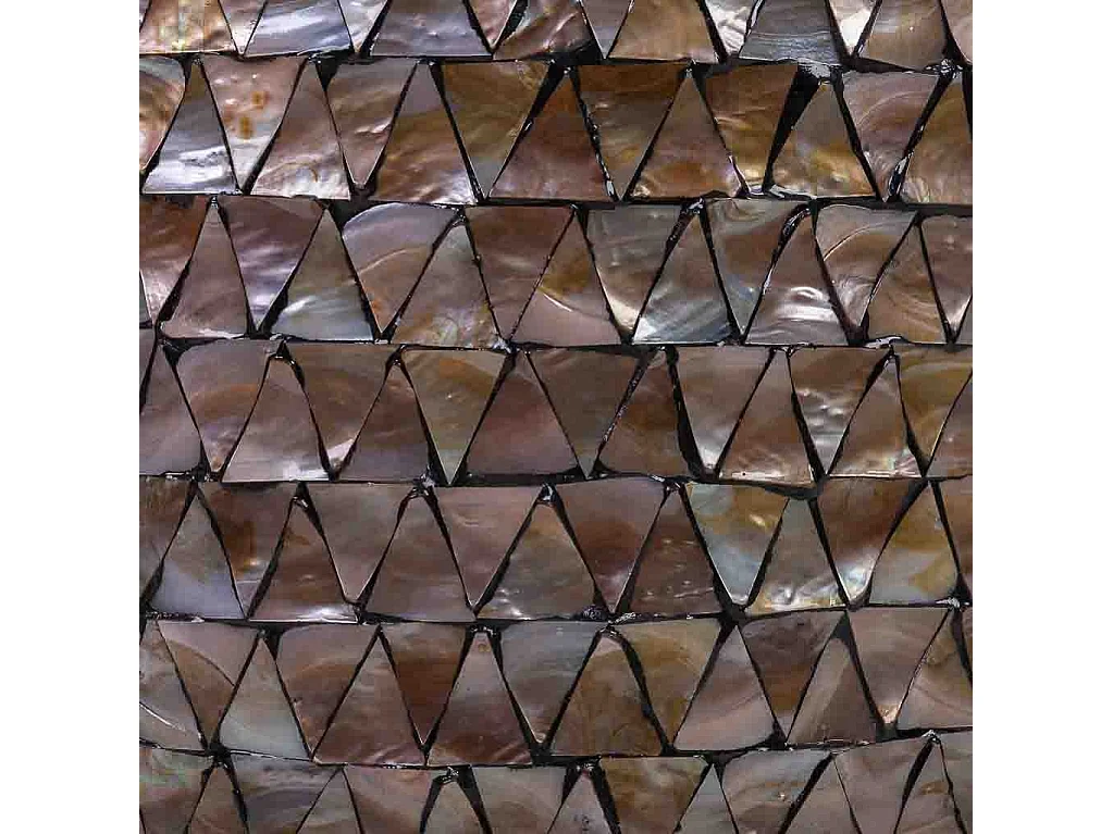 Couchtisch aus braunem Holz und Perlmutt, 77x43,5 cm