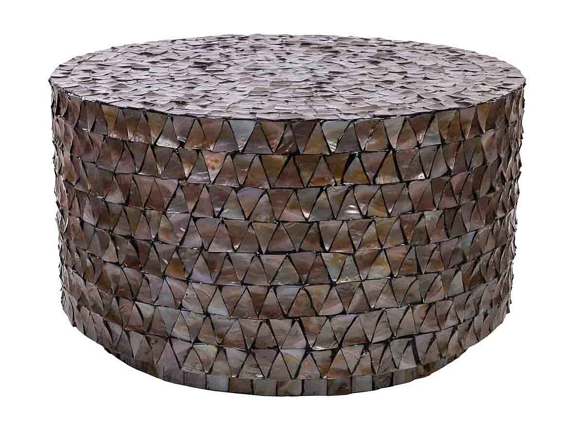 Couchtisch aus braunem Holz und Perlmutt, 77x43,5 cm