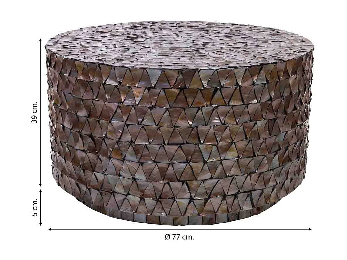 Couchtisch aus braunem Holz und Perlmutt, 77x43,5 cm
