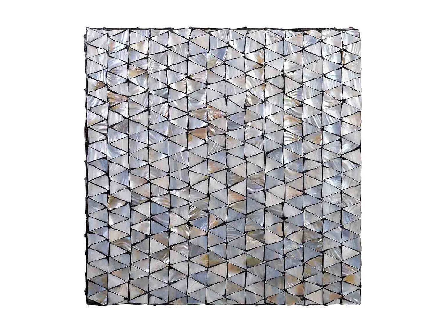 Couchtisch aus grauem Holz und Perlmutt, 65x65x45H cm