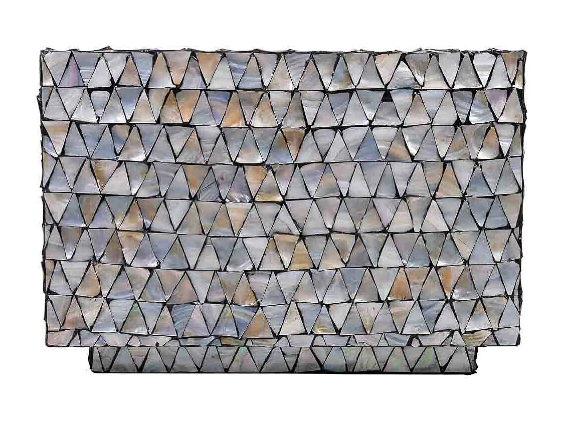 Mesa de centro de madera y madreperla gris 65x65x45h cm