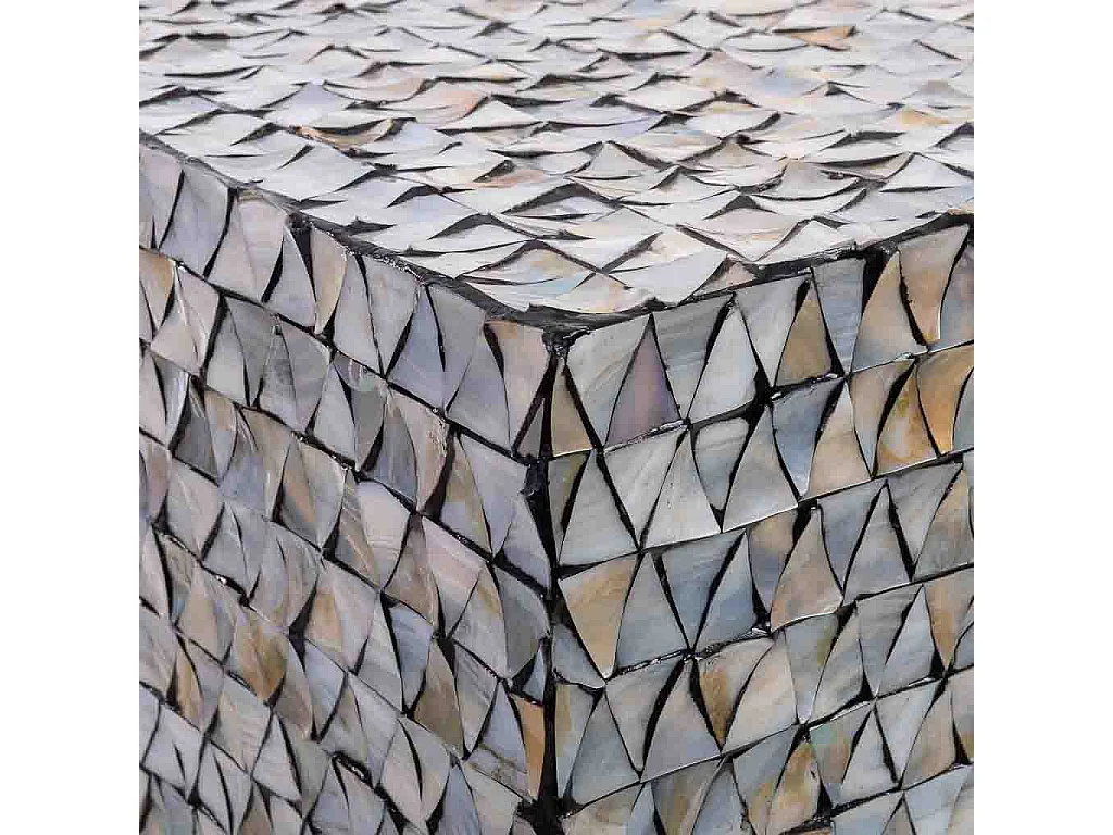 Mesa de centro de madera y madreperla gris 65x65x45h cm