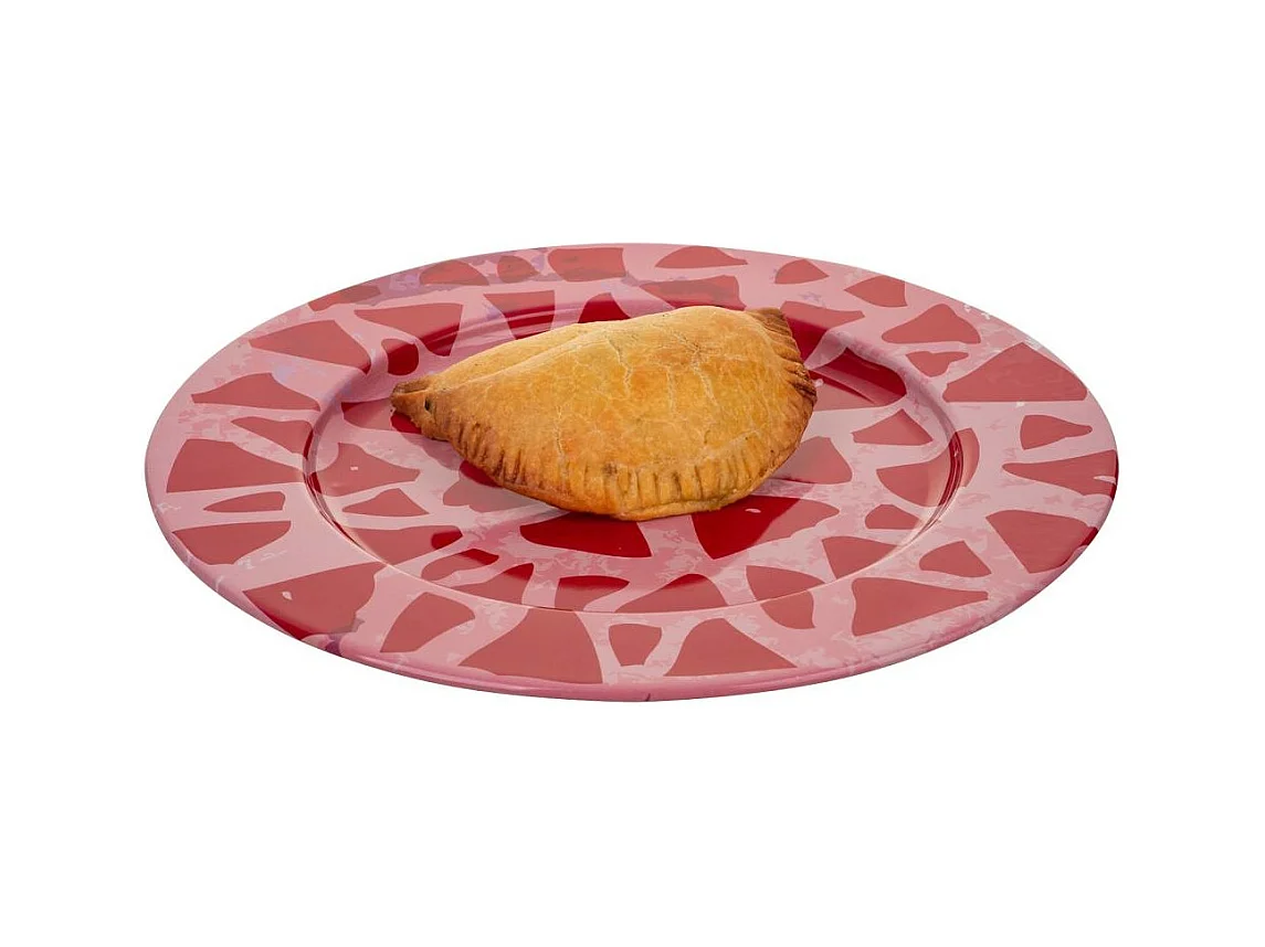 Assiette en métal rose d33x1,5h