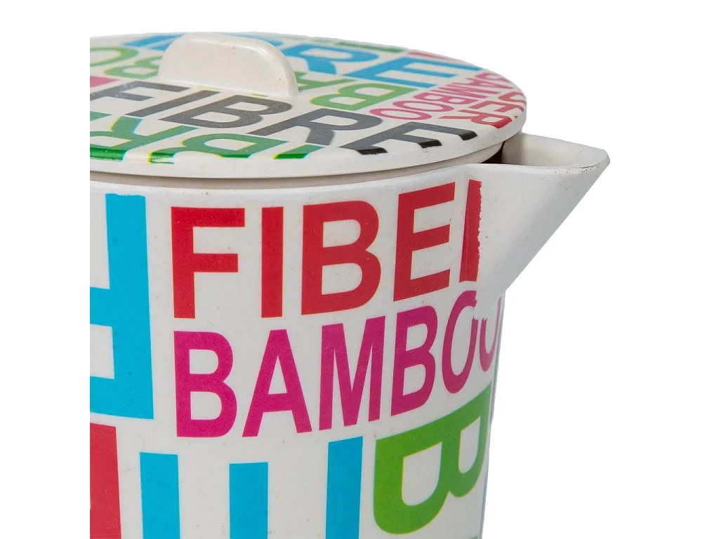 Jarro de bambu e conjunto de 4 copos