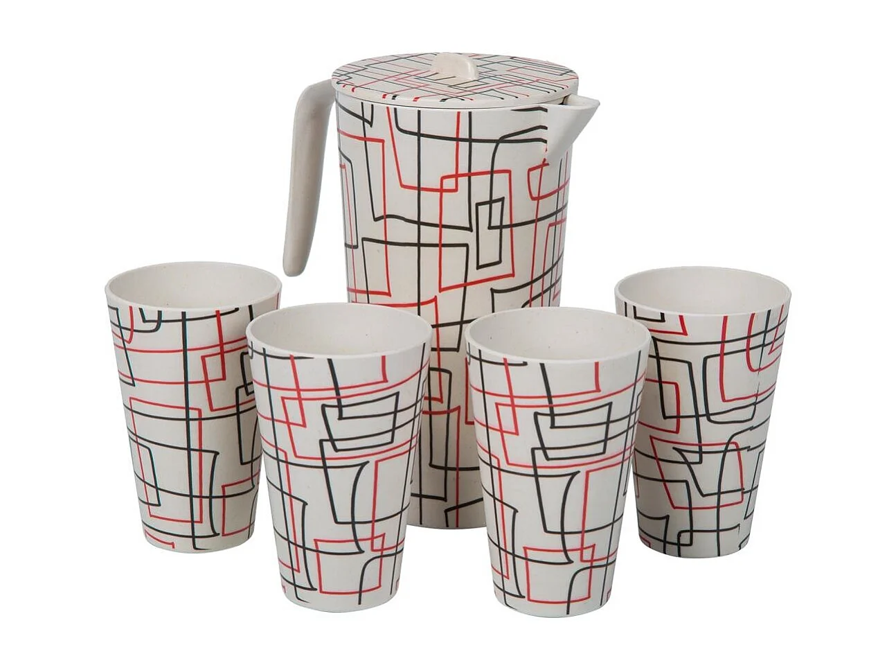 Ensemble carafe et 4 verres en bambou