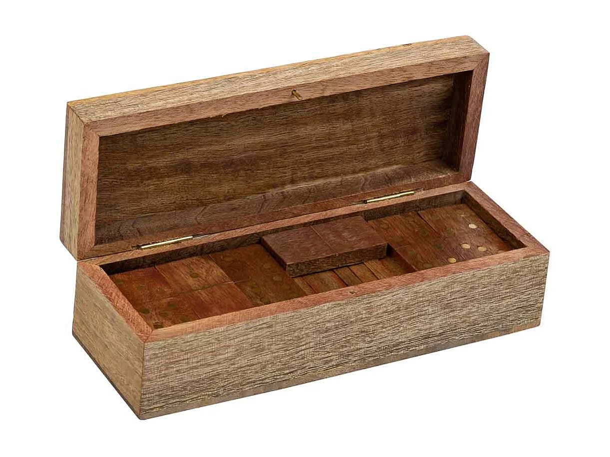 Dominó en caja de madera marrón 20x7x6