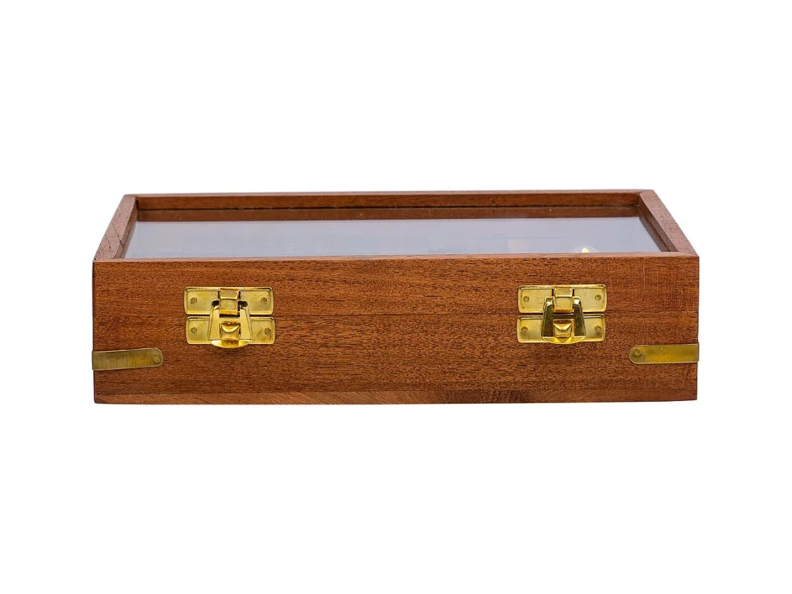 3/1 Spiel (Würfel+Domino+Karten) in einer braunen Holzbox 15,5x12,75x5