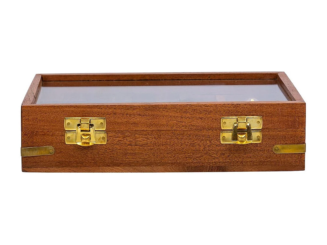 3/1 Spiel (Würfel+Domino+Karten) in einer braunen Holzbox 15,5x12,75x5