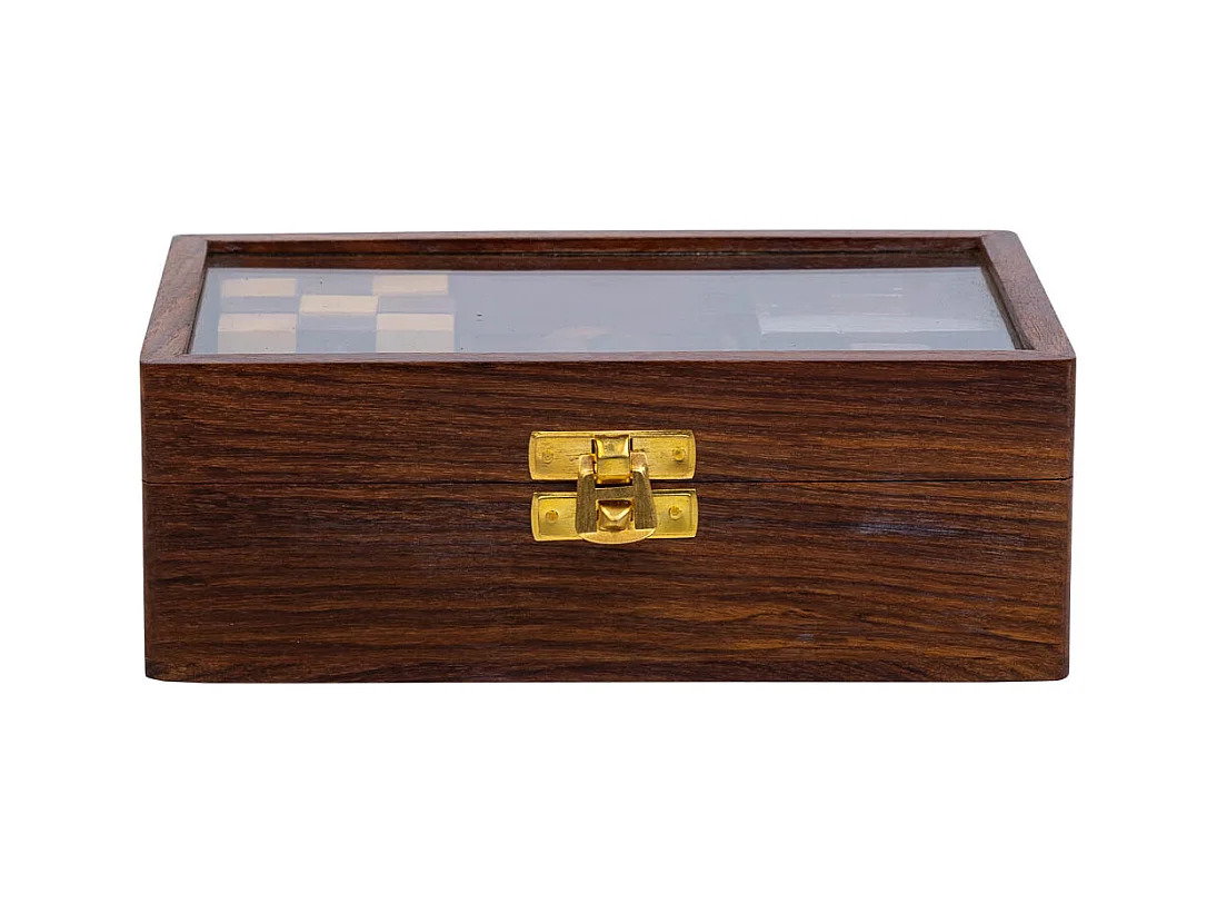Jeu de 6 casse-têtes dans une boîte en bois marron 17,5x12x6h