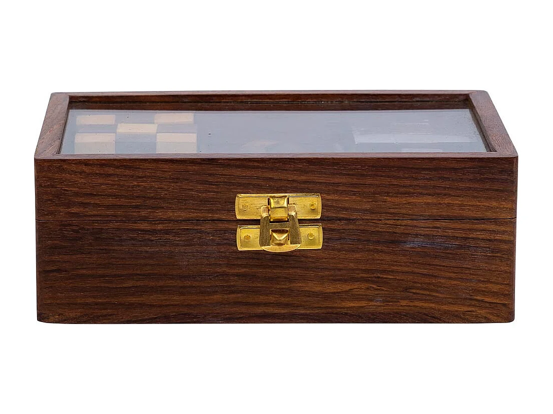 Juego de 6 juegos de rompecabezas en caja de madera marrón 17.5x12x6