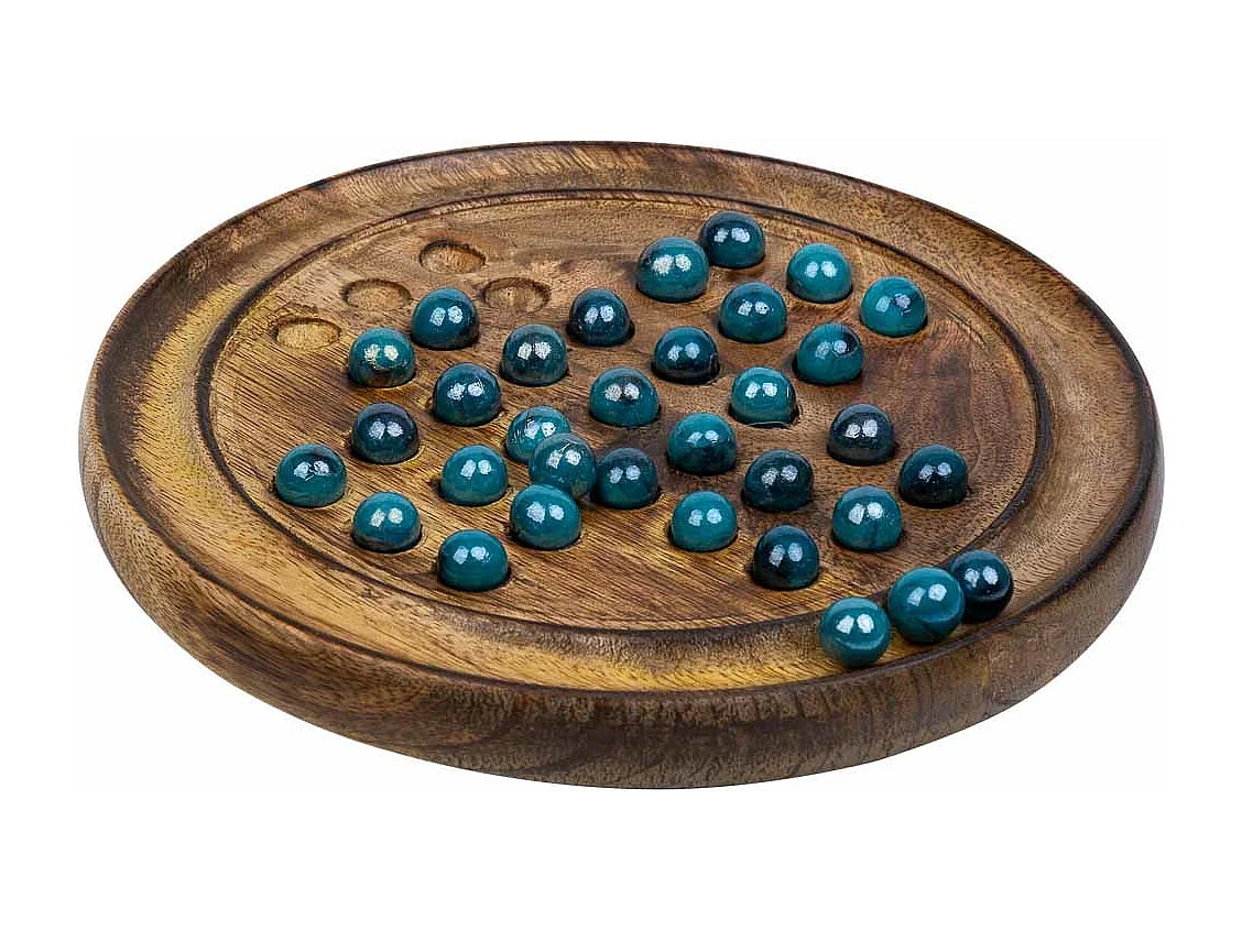 Runder SolitÃ¤r mit braunen Glasmurmeln aus Holz, D22x2h cm