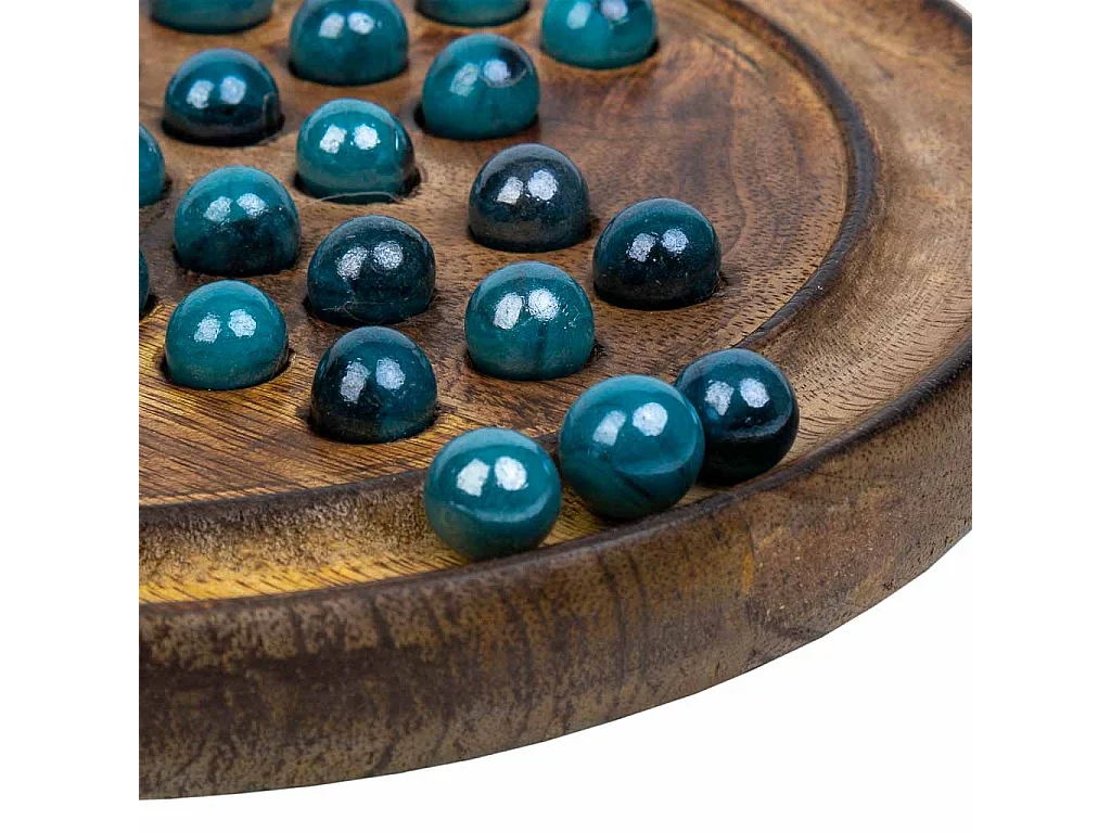 Runder SolitÃ¤r mit braunen Glasmurmeln aus Holz, D22x2h cm