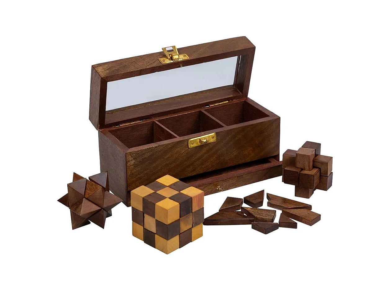 Jeu de 4 casse-têtes 17x6,5x7,5h
