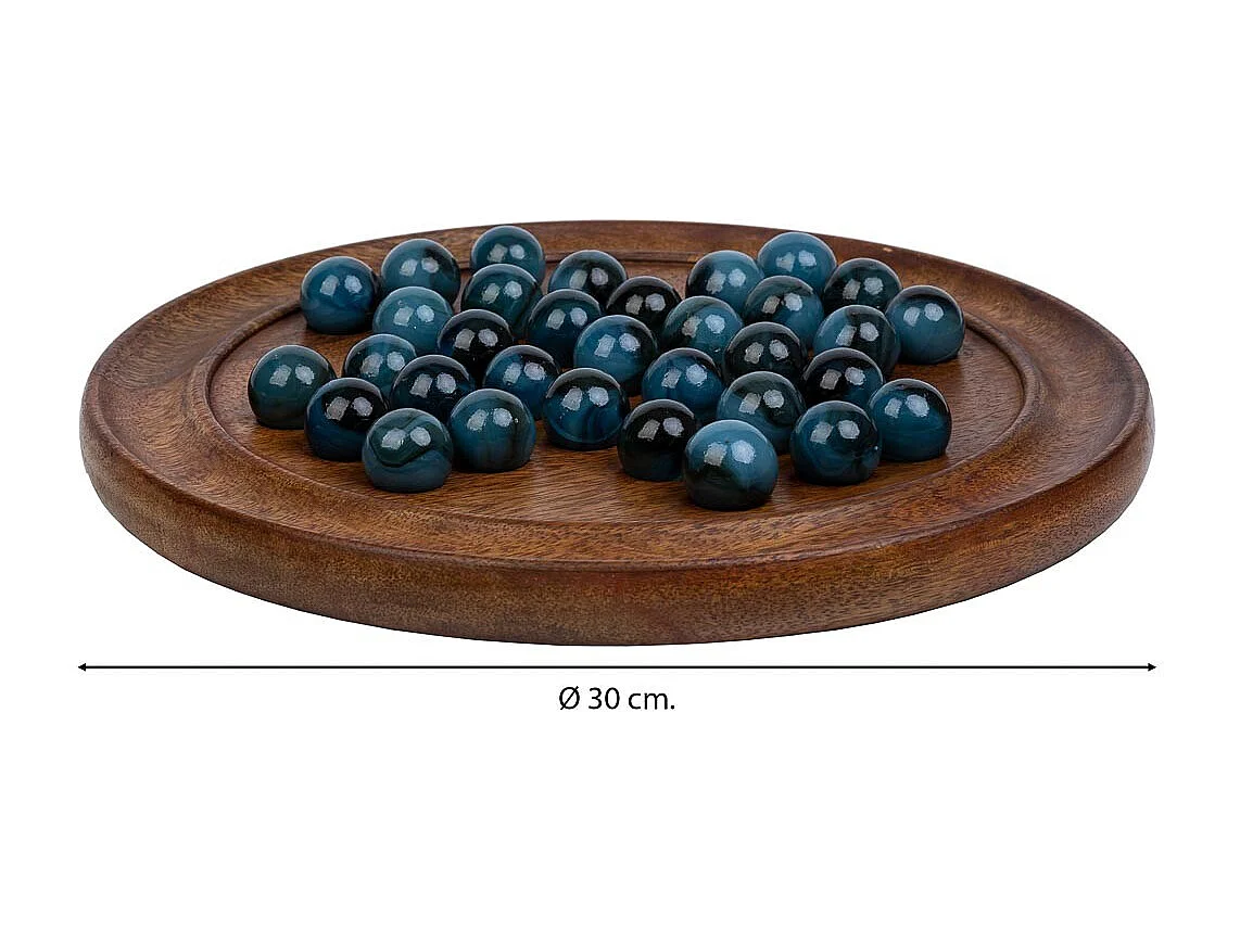 Solitaire en bois, verre et marbre d30x2h