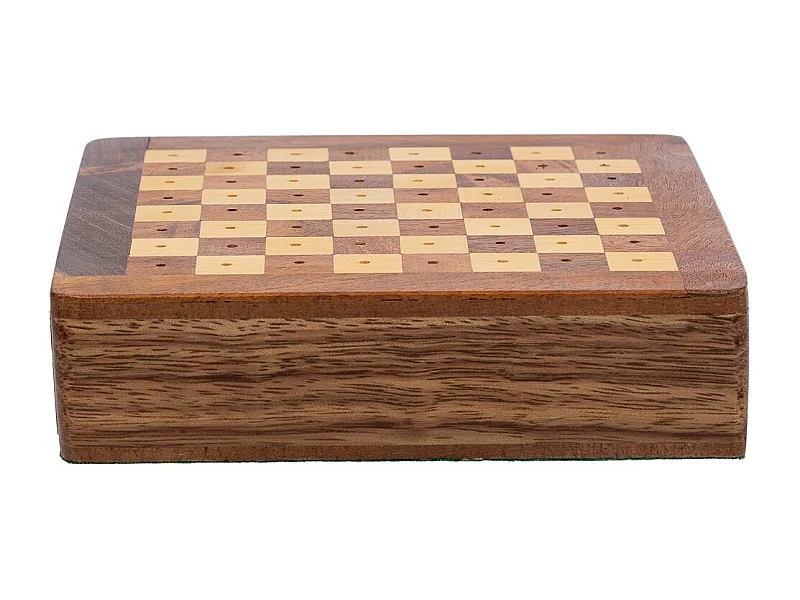 Spiel 3/11 (Schach+Domino+Würfel) in einer braunen Holzbox 15,5x16x3.