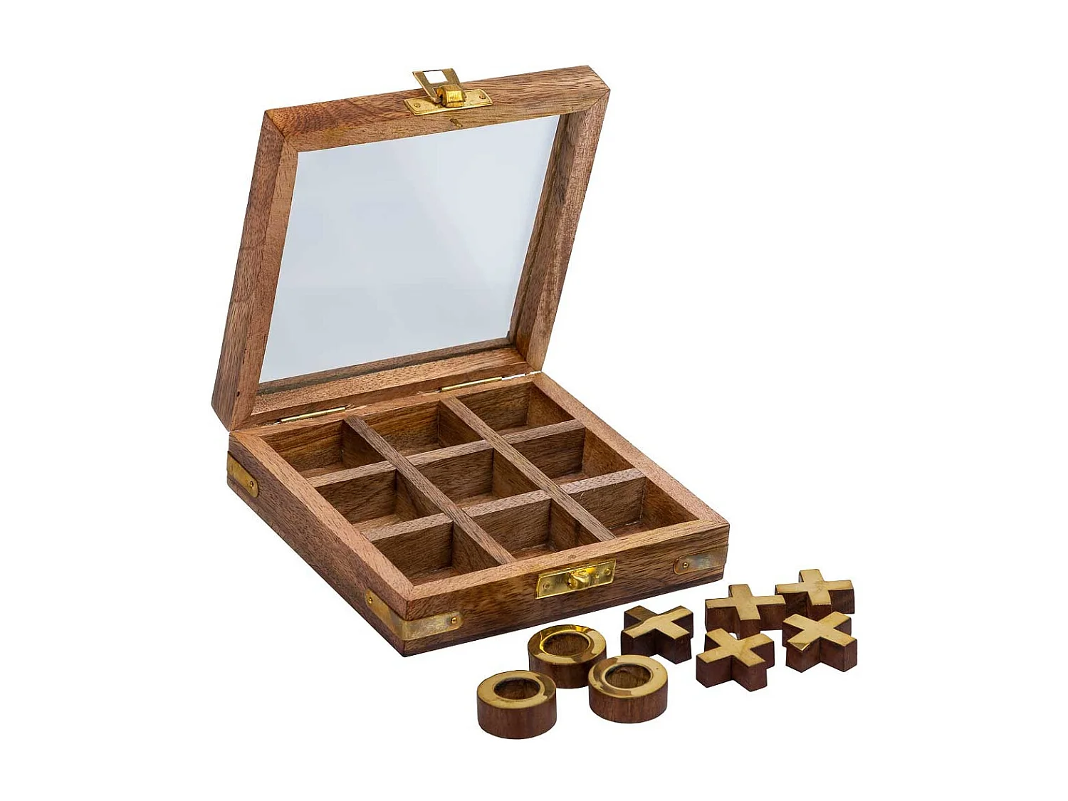 3 pcs em linha caixa madeira castanho 12.5x12.5x5h cm