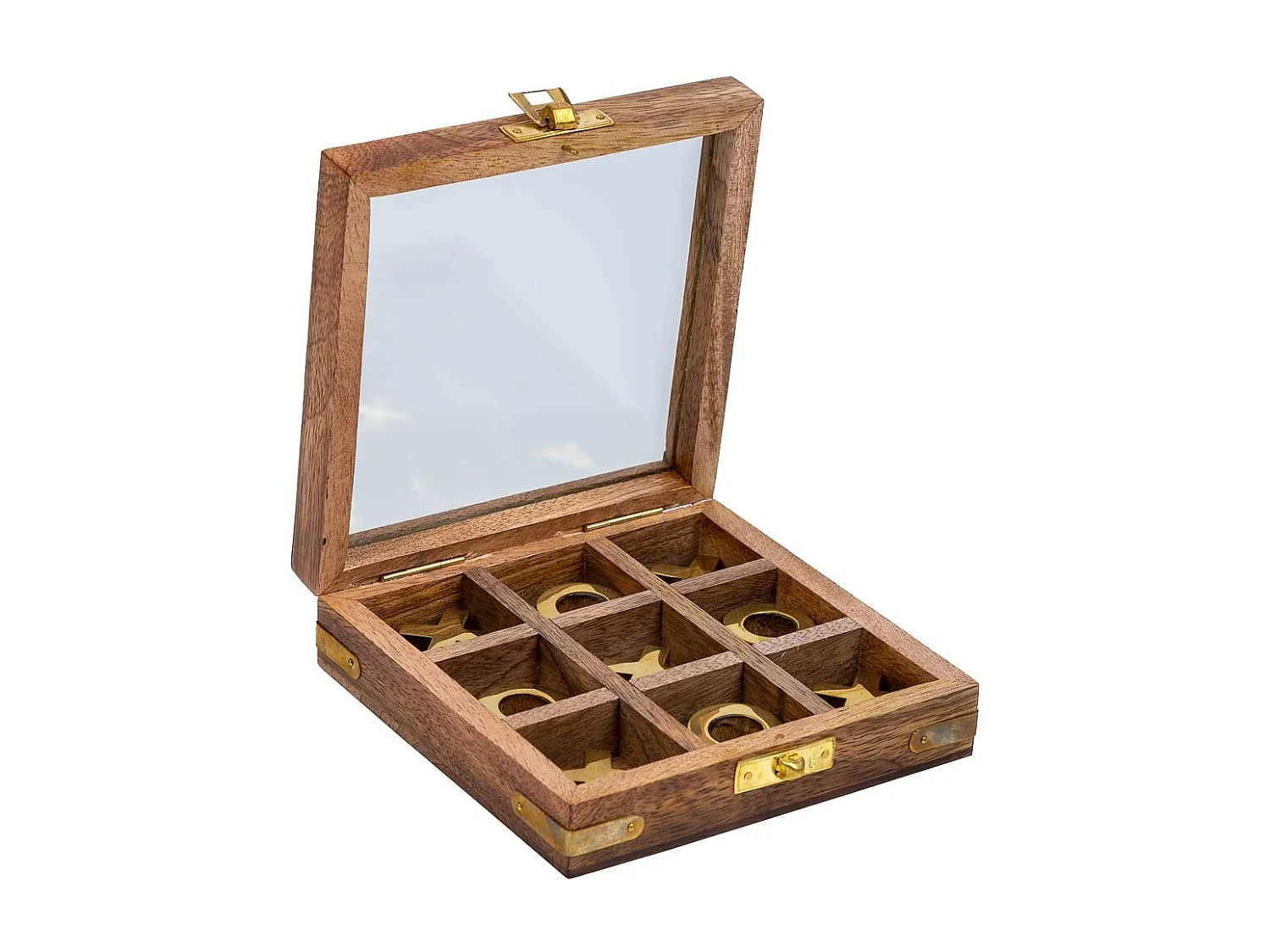 3 pcs em linha caixa madeira castanho 12.5x12.5x5h cm