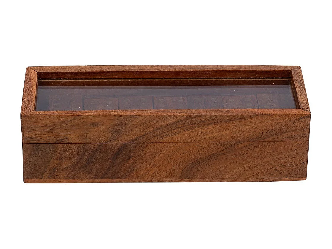 Dominó com caixa de madeira marrom 20x7x5,5