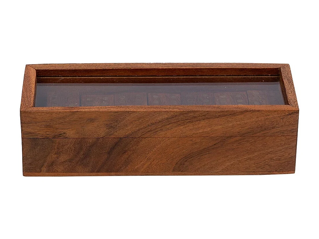 Dominó com caixa de madeira marrom 20x7x5,5