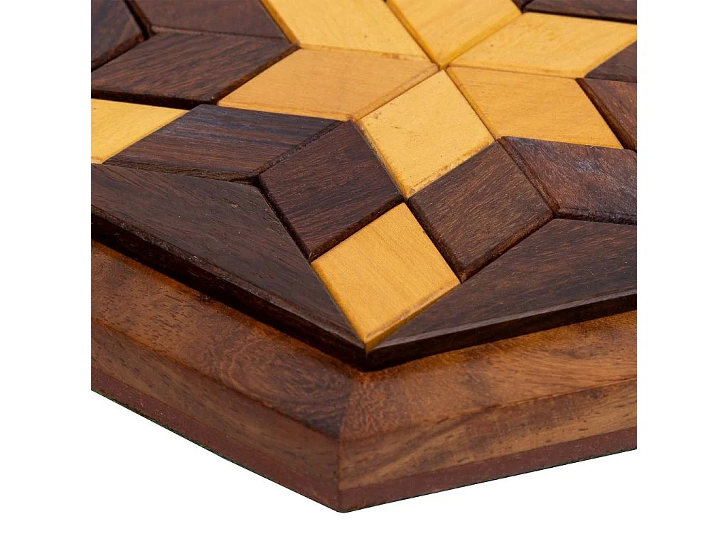 Puzzle esagonale in legno marrone 13,5x13,5x3h