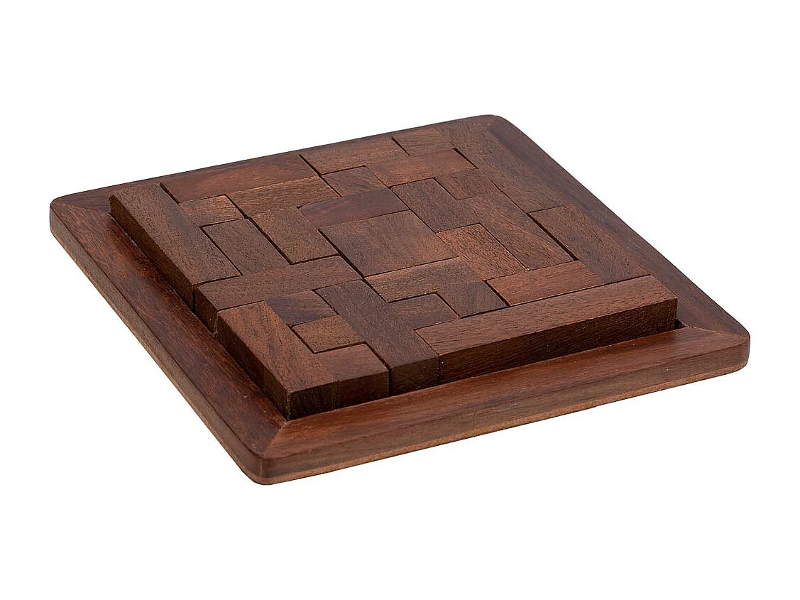 Juego de rompecabezas en zigzag de madera marrón 16x16x03