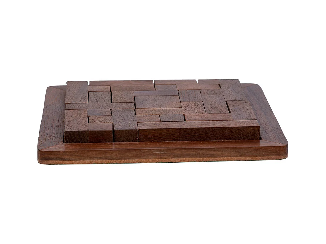 Jeu de casse-tête en zigzag en bois marron 16x16x03h
