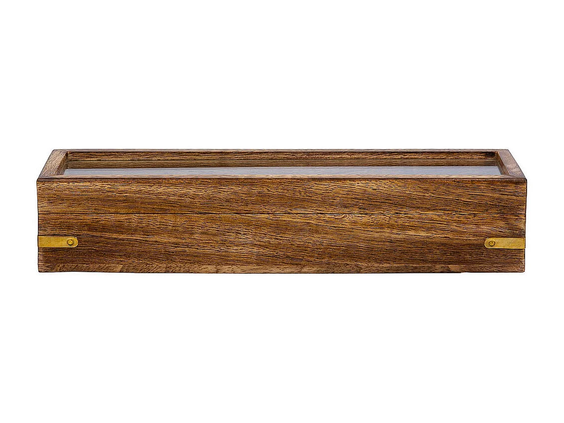 Bowlingspiel (10 Teile + 2 Kugeln) in brauner Holzkiste 25,5x7x5h cm