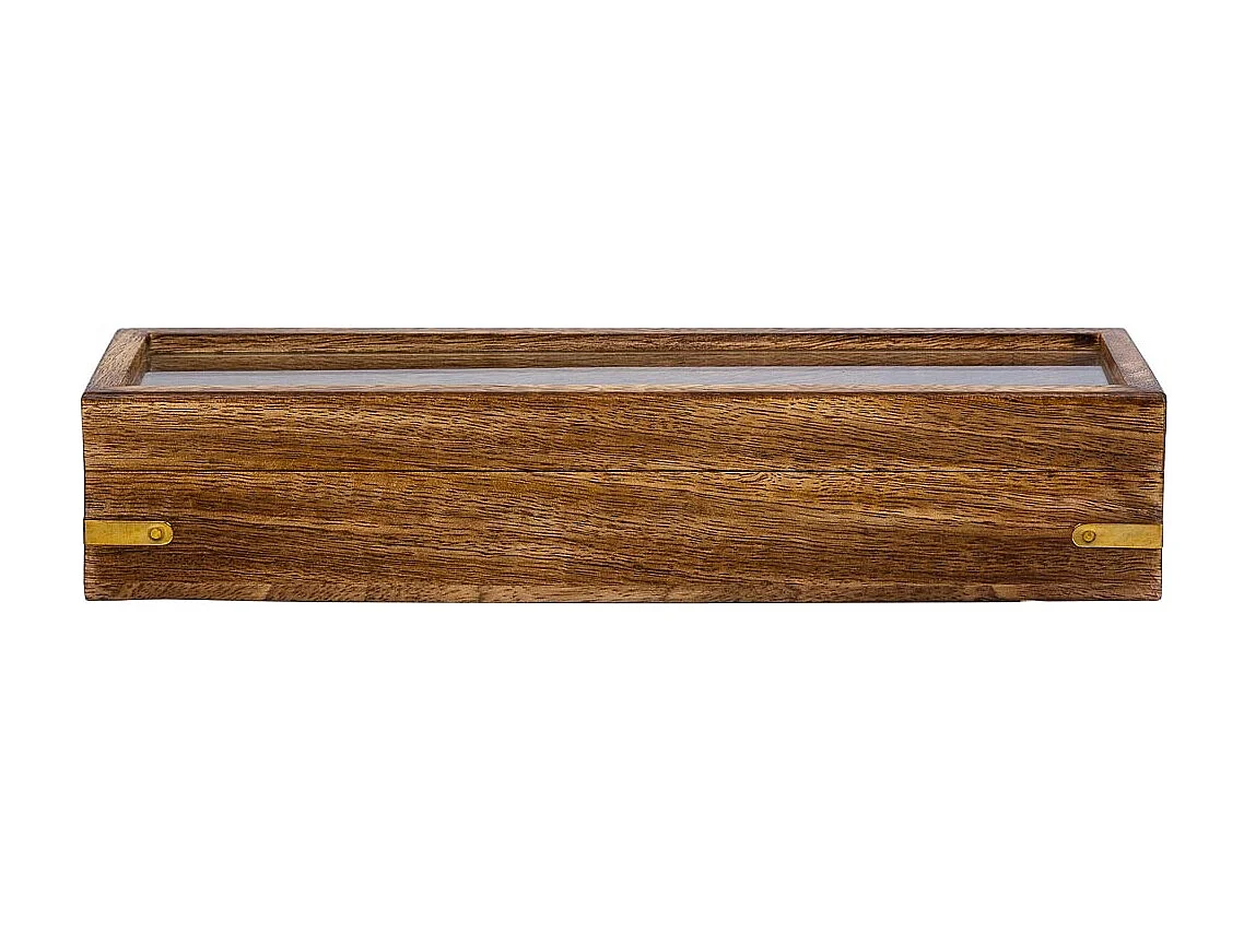 Bowlingspiel (10 Teile + 2 Kugeln) in brauner Holzkiste 25,5x7x5h cm