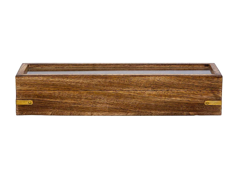 Bowlingspiel (10 Teile + 2 Kugeln) in brauner Holzkiste 25,5x7x5h cm