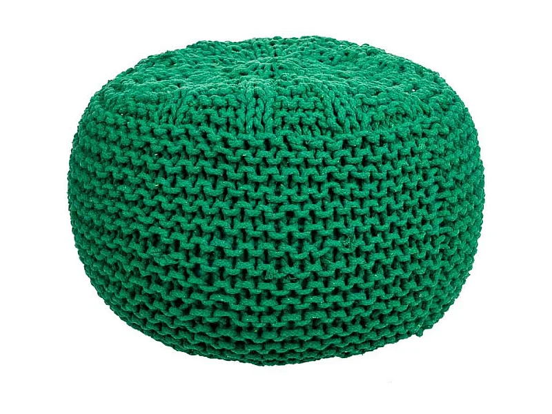 Puff de algodão trançado verde 38x38x30