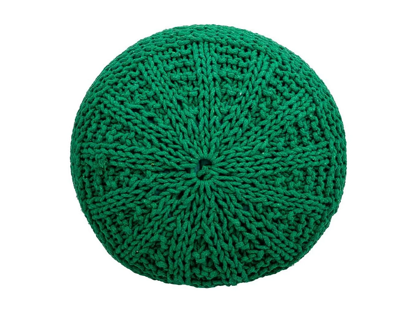 Puff de algodão trançado verde 38x38x30
