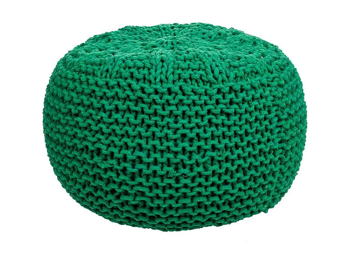 Pouf en coton tressé vert 38x38x30h