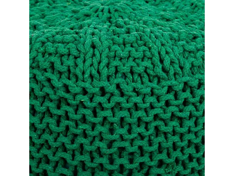 Pouf en coton tressé vert 38x38x30h