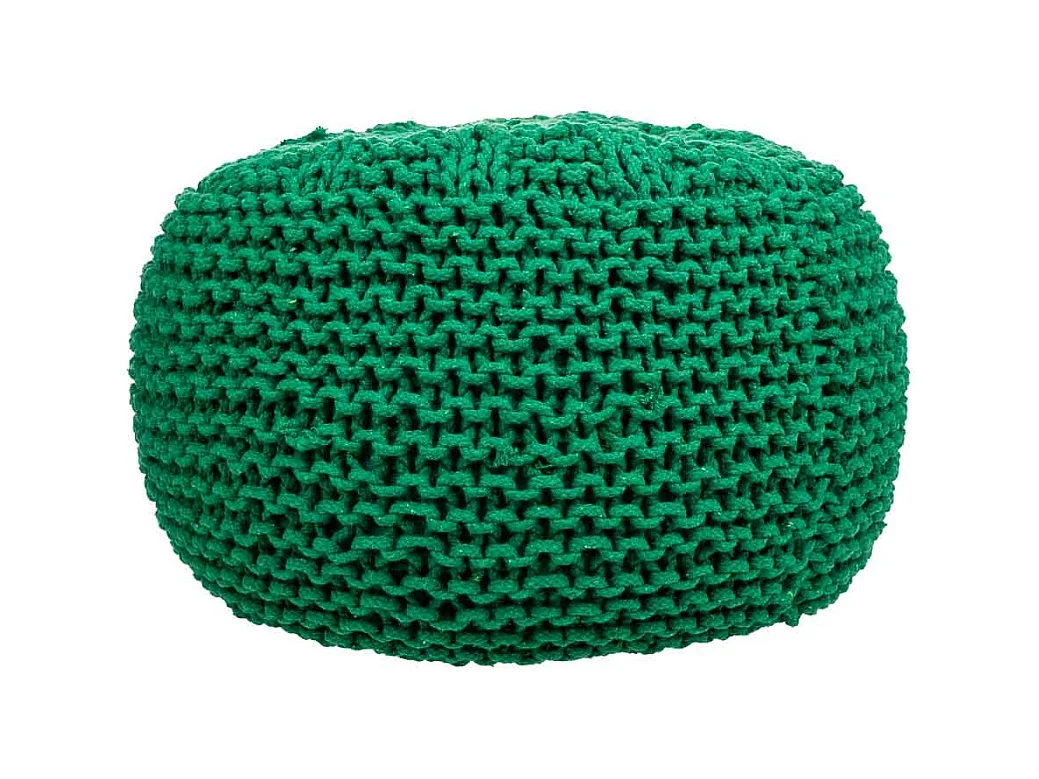 Pouf en coton tressé vert 38x38x30h