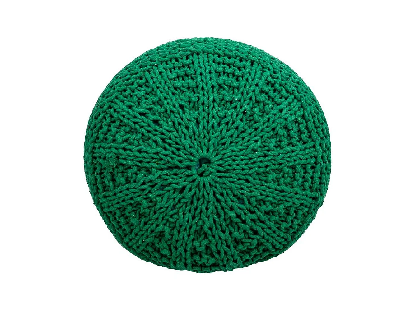 Grüner geflochtener Baumwoll-Puff 38x38x30h cm