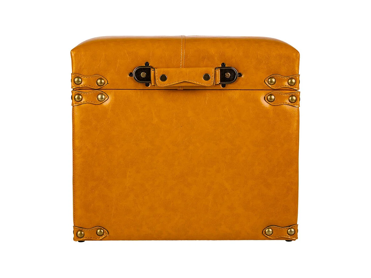 Tabouret Coffre en simili cuir orange 38x38x35h